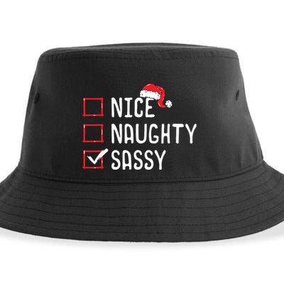 Nice Naughty Sassy Christmas List Sustainable Bucket Hat