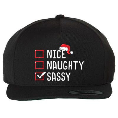 Nice Naughty Sassy Christmas List Wool Snapback Cap