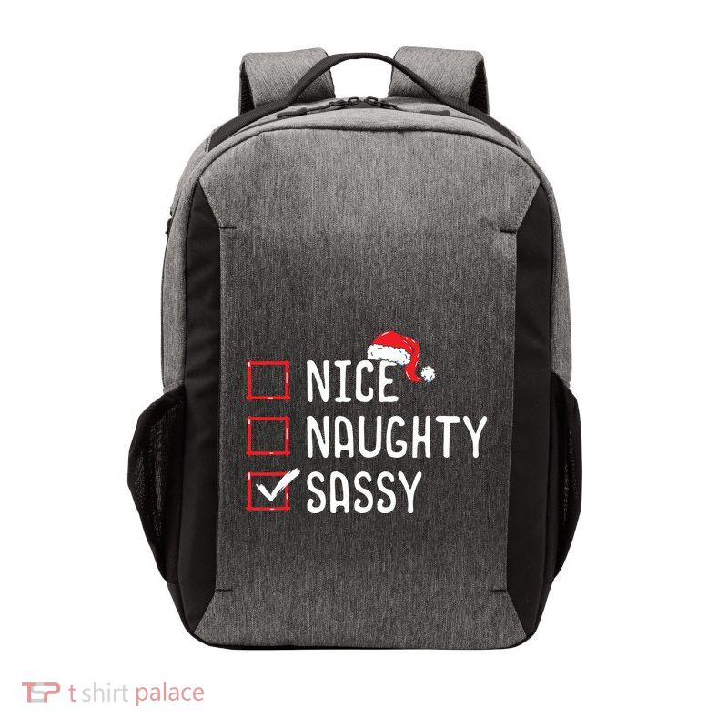 Nice Naughty Sassy Christmas List Vector Backpack
