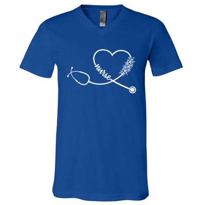 Nicu Nurse Stethoscope Heartbeat Ekg Ecg Gift V-Neck T-Shirt