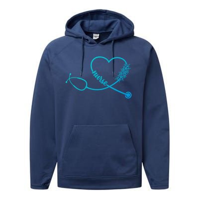 Nicu Nurse Stethoscope Heartbeat Ekg Ecg Gift Performance Fleece Hoodie