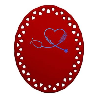 Nicu Nurse Stethoscope Heartbeat Ekg Ecg Gift Ceramic Oval Ornament