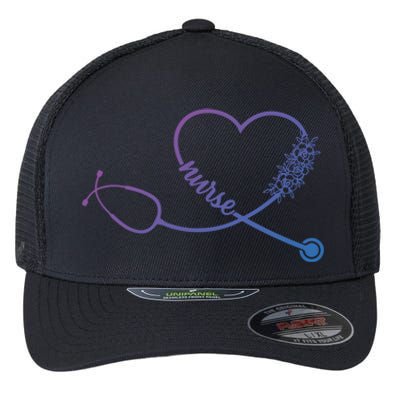 Nicu Nurse Stethoscope Heartbeat Ekg Ecg Gift Flexfit Unipanel Trucker Cap