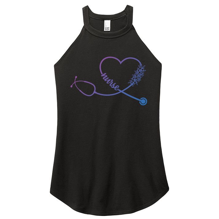 Nicu Nurse Stethoscope Heartbeat Ekg Ecg Gift Women's Perfect Tri Rocker Tank