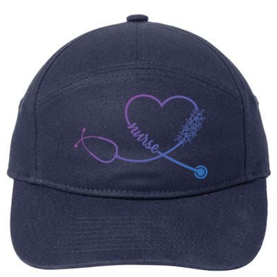 Nicu Nurse Stethoscope Heartbeat Ekg Ecg Gift 7-Panel Snapback Hat