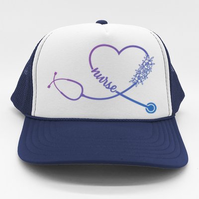 Nicu Nurse Stethoscope Heartbeat Ekg Ecg Gift Trucker Hat