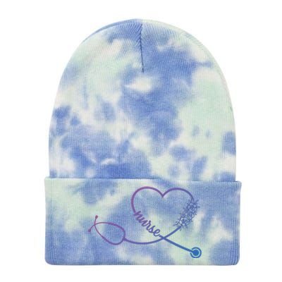 Nicu Nurse Stethoscope Heartbeat Ekg Ecg Gift Tie Dye 12in Knit Beanie