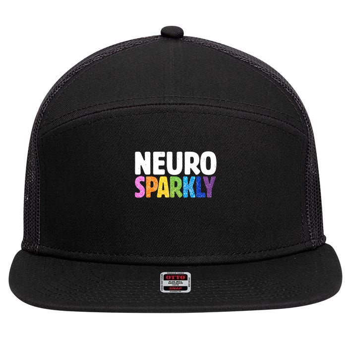Neurodivergent Neuro Sparkly Autism Spectrum ADHD 7 Panel Mesh Trucker Snapback Hat
