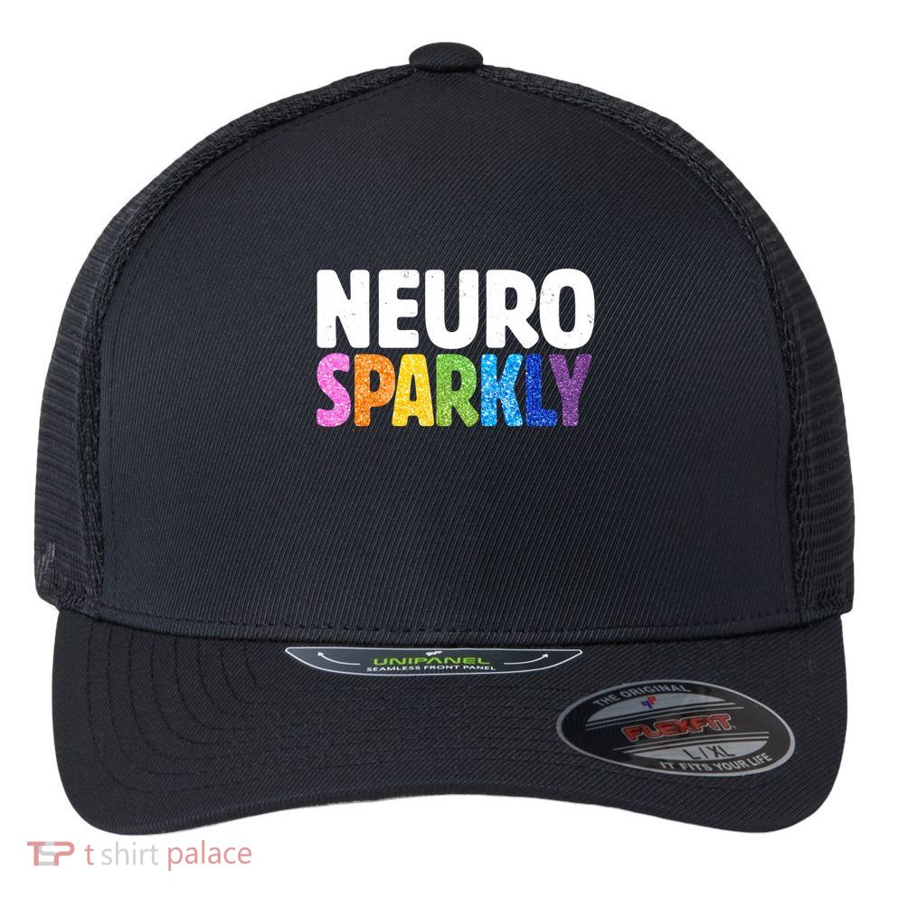 Neurodivergent Neuro Sparkly Autism Spectrum ADHD Flexfit Unipanel Trucker Cap