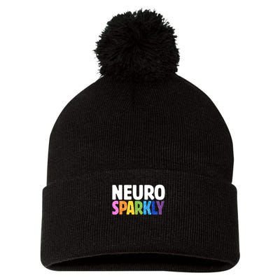 Neurodivergent Neuro Sparkly Autism Spectrum ADHD Pom Pom 12in Knit Beanie