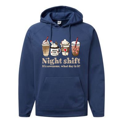 Nurse Night Shift Coffee Fuel Funny Gift Performance Fleece Hoodie