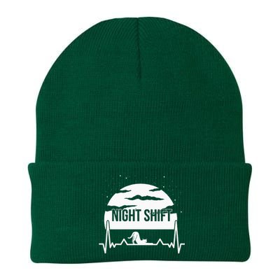 Nurse Night Shift Moon Cat EKG ECG Cardiac Knit Cap Winter Beanie