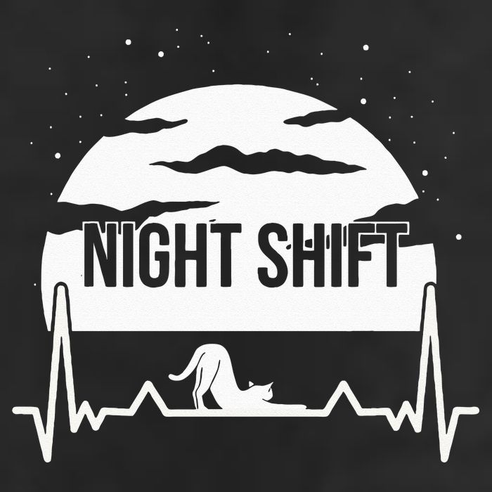 Nurse Night Shift Moon Cat EKG ECG Cardiac 7 Panel Mesh Trucker Snapback Hat