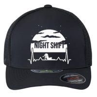 Nurse Night Shift Moon Cat EKG ECG Cardiac Flexfit Unipanel Trucker Cap