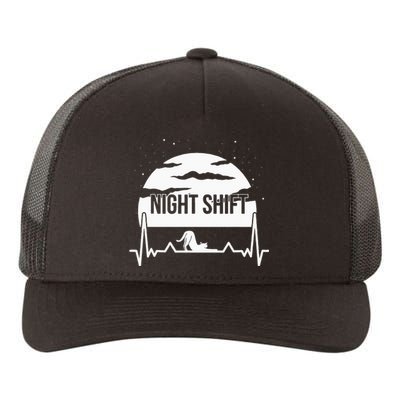 Nurse Night Shift Moon Cat EKG ECG Cardiac Yupoong Adult 5-Panel Trucker Hat