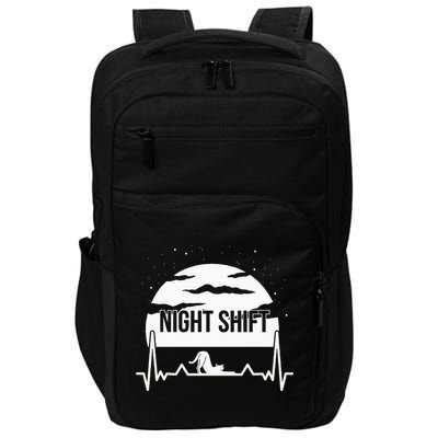 Nurse Night Shift Moon Cat EKG ECG Cardiac Impact Tech Backpack