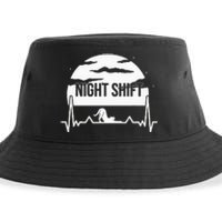 Nurse Night Shift Moon Cat EKG ECG Cardiac Sustainable Bucket Hat