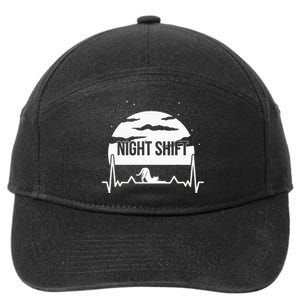 Nurse Night Shift Moon Cat EKG ECG Cardiac 7-Panel Snapback Hat