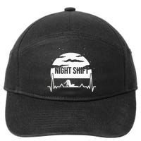 Nurse Night Shift Moon Cat EKG ECG Cardiac 7-Panel Snapback Hat