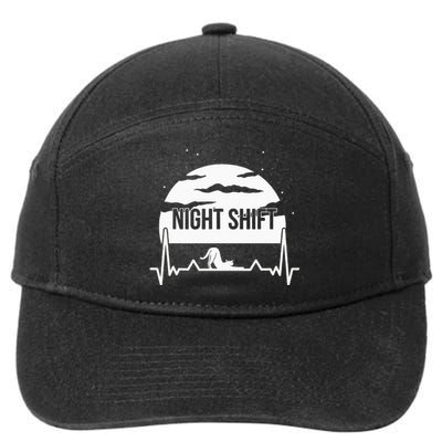 Nurse Night Shift Moon Cat EKG ECG Cardiac 7-Panel Snapback Hat