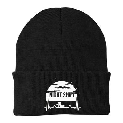Nurse Night Shift Moon Cat EKG ECG Cardiac Beanie