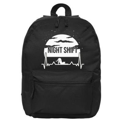 Nurse Night Shift Moon Cat EKG ECG Cardiac 16 in Basic Backpack