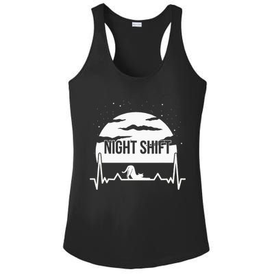 Nurse Night Shift Moon Cat EKG ECG Cardiac Ladies PosiCharge Competitor Racerback Tank