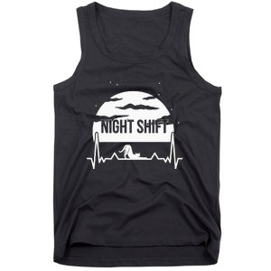 Nurse Night Shift Moon Cat EKG ECG Cardiac Tank Top