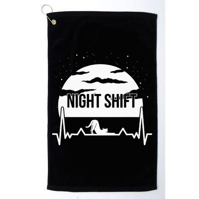 Nurse Night Shift Moon Cat EKG ECG Cardiac Golf Towel