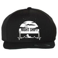 Nurse Night Shift Moon Cat EKG ECG Cardiac Wool Snapback Cap