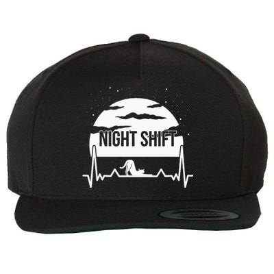 Nurse Night Shift Moon Cat EKG ECG Cardiac Wool Snapback Cap