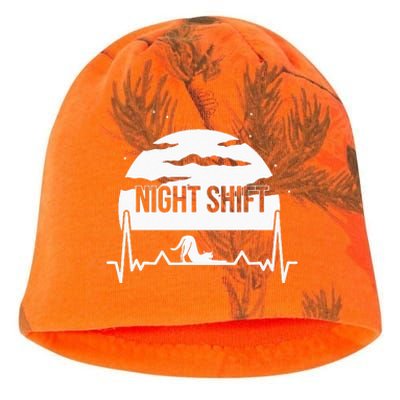 Nurse Night Shift Moon Cat EKG ECG Cardiac Kati - Camo Knit Beanie