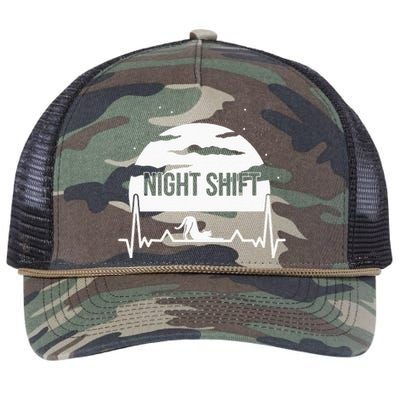 Nurse Night Shift Moon Cat EKG ECG Cardiac Retro Rope Trucker Hat Cap