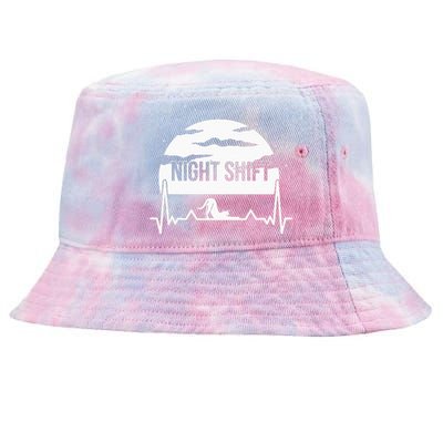 Nurse Night Shift Moon Cat EKG ECG Cardiac Tie-Dyed Bucket Hat