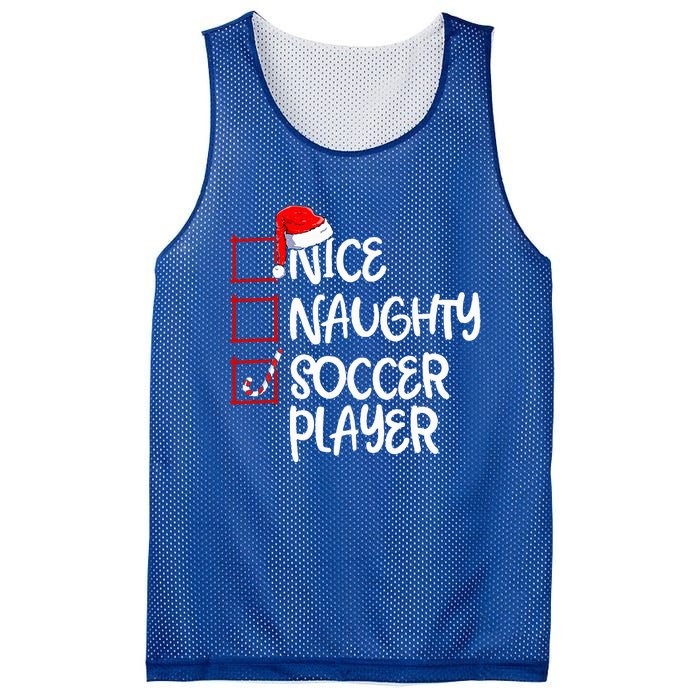 Nice Naughty Soccer Player Funny Soccer Christmas List Santa Mesh Reversible Basketball Jersey Tank