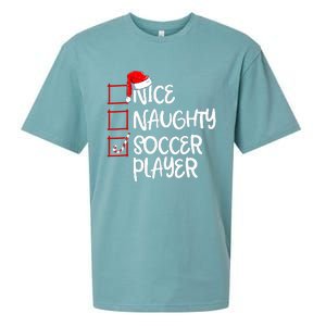 Nice Naughty Soccer Player Funny Soccer Christmas List Santa Sueded Cloud Jersey T-Shirt