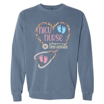 Nicu Nurse Stethoscope Leopard Pattern Gift Garment-Dyed Sweatshirt