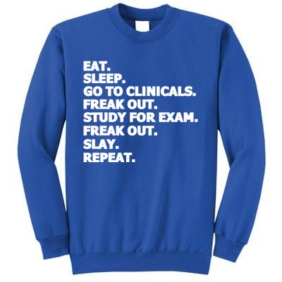 Nurse Nursing Student Funny Eat Sleep Go To Clinicals Gift Tall Sweatshirt