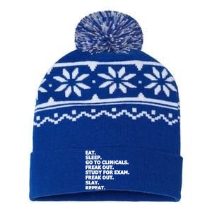 Nurse Nursing Student Funny Eat Sleep Go To Clinicals Gift USA-Made Snowflake Beanie