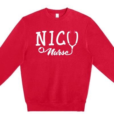 Nicu Nurse Stethoscope Nursing Gift Premium Crewneck Sweatshirt