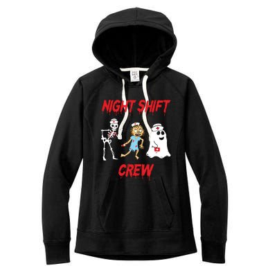 Nurse Night Shift Crew Ghost Skeleton Zombie Funny Halloween Women's Fleece Hoodie