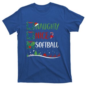 Nice Naughty Softball Christmas Matching Santa Hat Gift T-Shirt