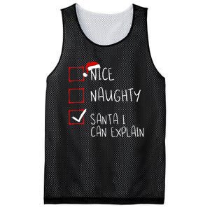 Nice Naughty Santa I Can Explain Christmas List Santa Claus Mesh Reversible Basketball Jersey Tank