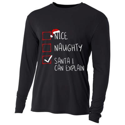 Nice Naughty Santa I Can Explain Christmas List Santa Claus Cooling Performance Long Sleeve Crew