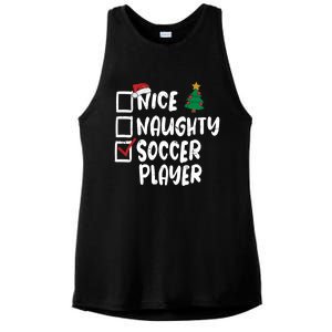 Nice Naughty Soccer Player Christmas List Santa Funny Xmas Gift Ladies PosiCharge Tri-Blend Wicking Tank