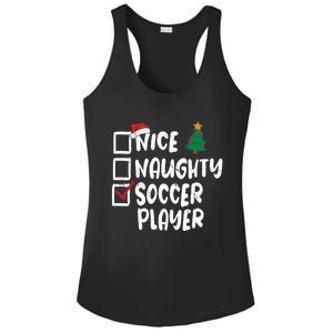 Nice Naughty Soccer Player Christmas List Santa Funny Xmas Gift Ladies PosiCharge Competitor Racerback Tank