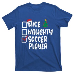 Nice Naughty Soccer Player Christmas List Santa Funny Xmas Gift T-Shirt