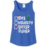 Nice Naughty Soccer Player Christmas List Santa Funny Xmas Gift Ladies Essential Tank