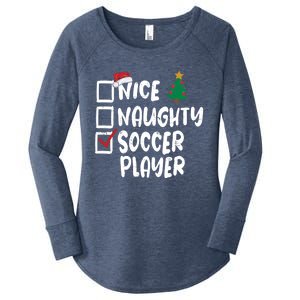 Nice Naughty Soccer Player Christmas List Santa Funny Xmas Gift Women's Perfect Tri Tunic Long Sleeve Shirt