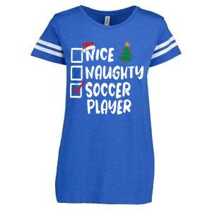 Nice Naughty Soccer Player Christmas List Santa Funny Xmas Gift Enza Ladies Jersey Football T-Shirt